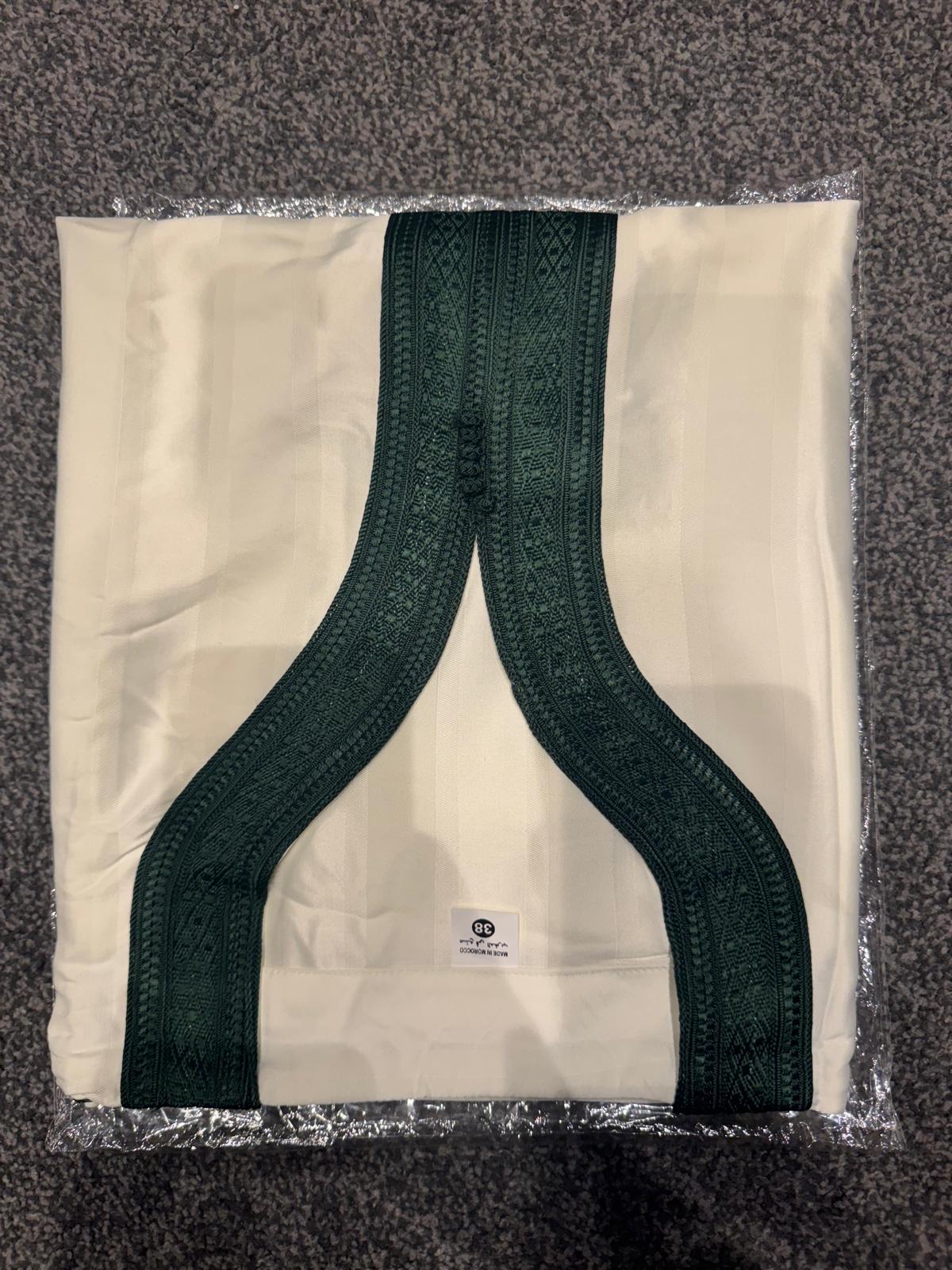 White & Green Moroccan Thobe